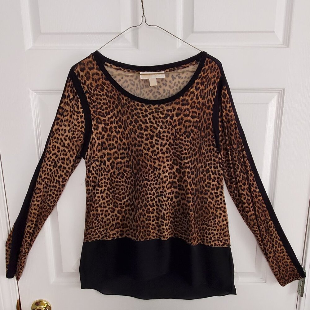 Michael Kors Womens Leopard Print Top Size M - Like New - Worn Once